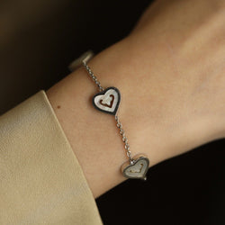 Bracelet Breloque O.J PERRIN "Coeur Légende" en or blanc et nacre - Castafiore