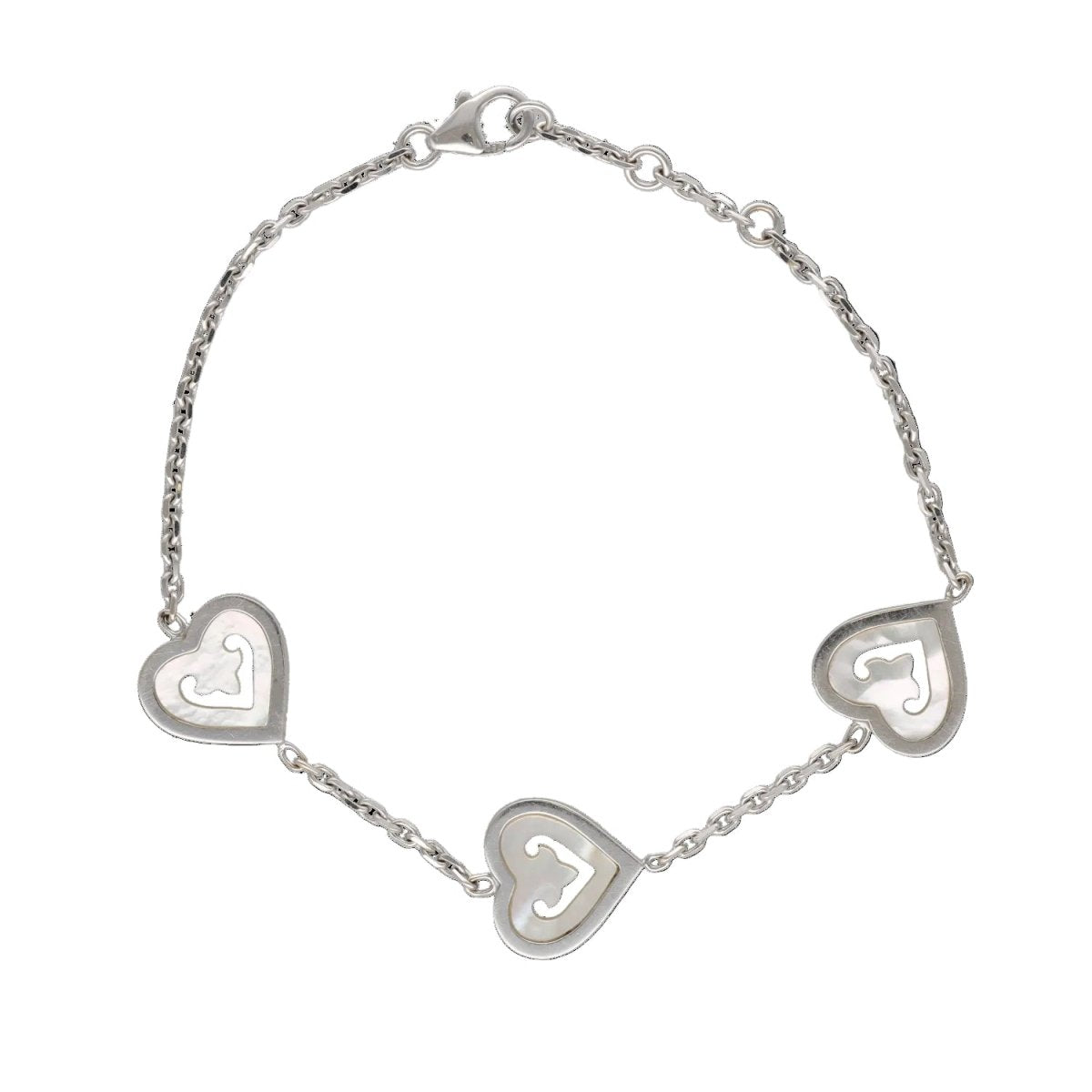 Bracelet Breloque O.J PERRIN "Coeur Légende" en or blanc et nacre - Castafiore