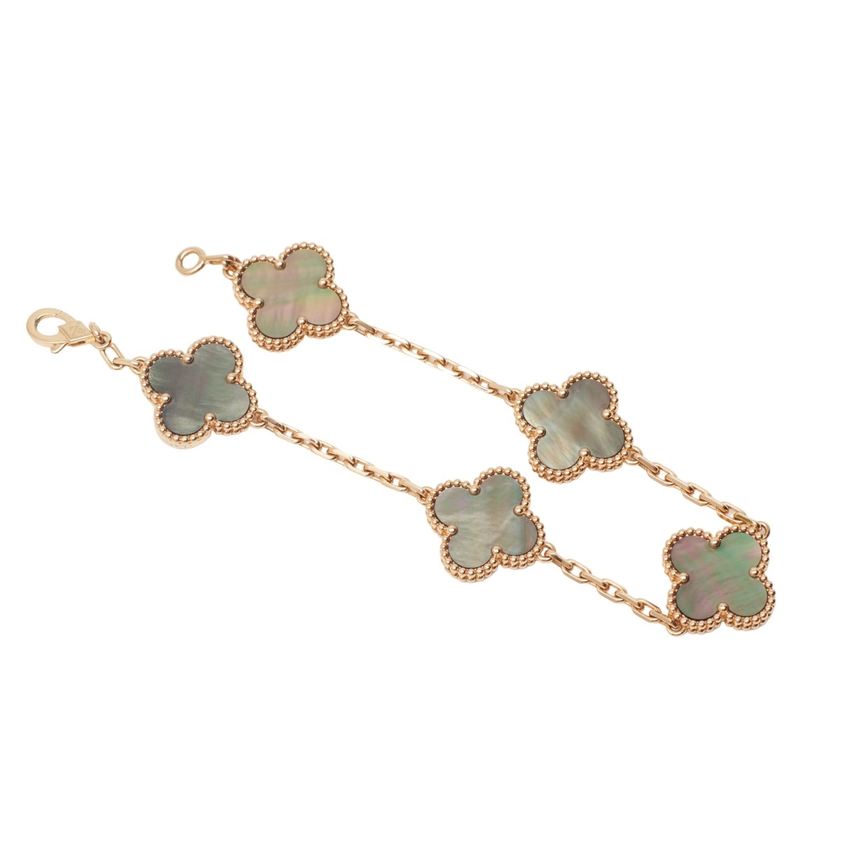 Bracelet Breloque VAN CLEEF & ARPELS "Alhambra" en or blanc, or rose et nacre - Castafiore