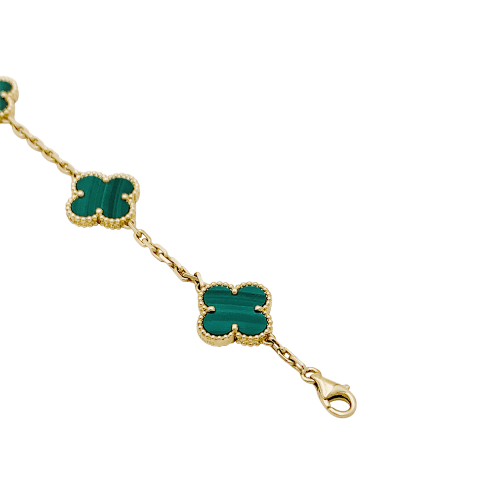 Bracelet Breloque VAN CLEEF & ARPELS "Vintage Alhambra" en or jaune et malachite - Castafiore