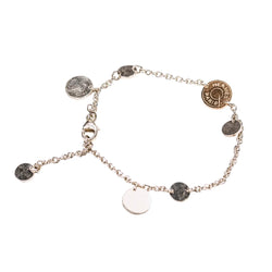 Bracelet Breloques HERMES "Ex-Libris" en argent et or rose - Castafiore
