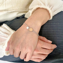 Bracelet Breloques HERMES "Ex-Libris" en argent et or rose - Castafiore