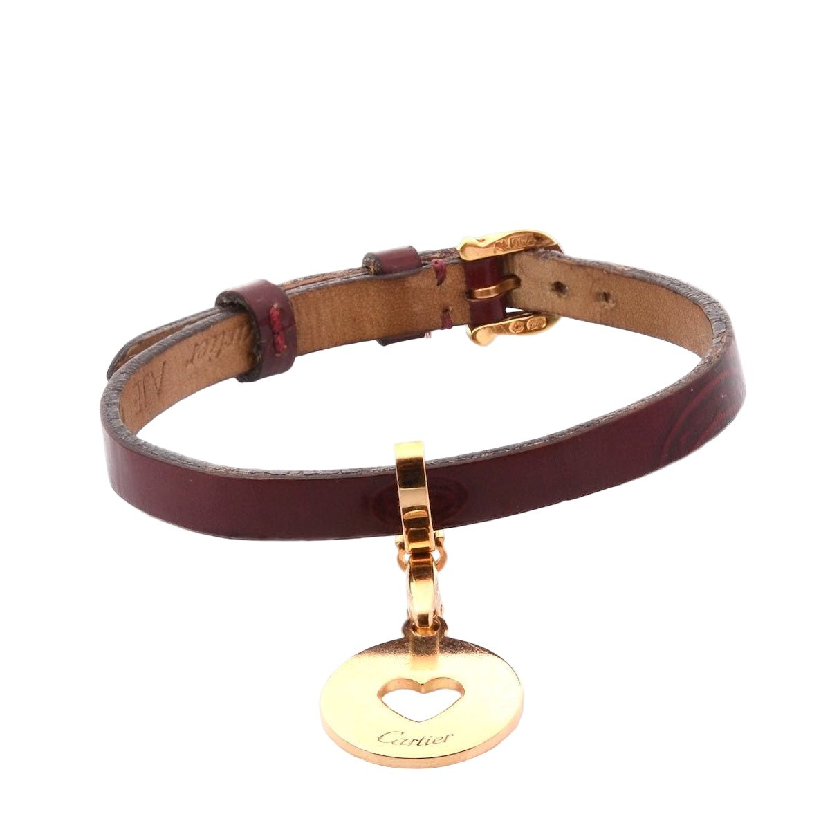 Bracelet CARTIER en or jaune et cuir - Castafiore