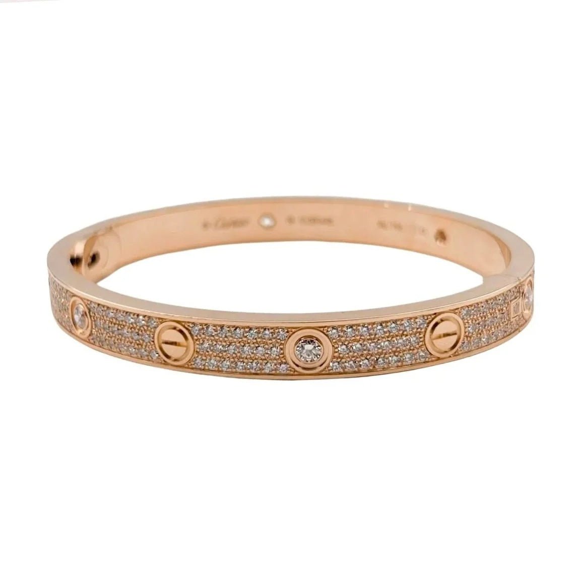 Bracelet CARTIER Love Modèle Classique Pavé en or rose et diamants