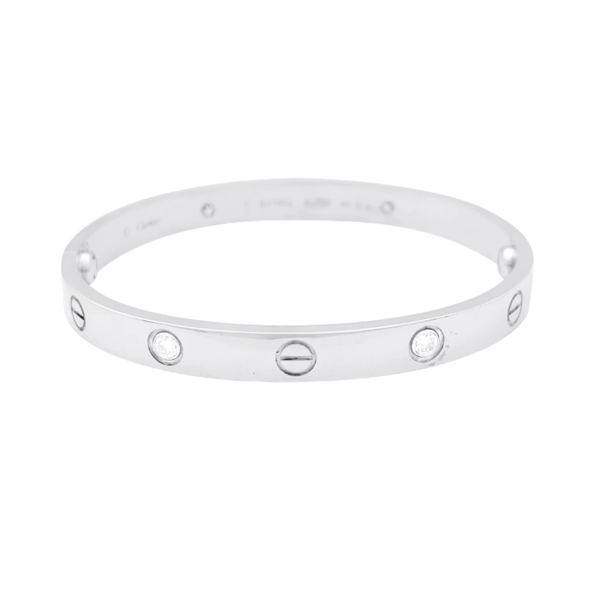 Bracelet Cartier, "Love" en or blanc et diamants. - Castafiore