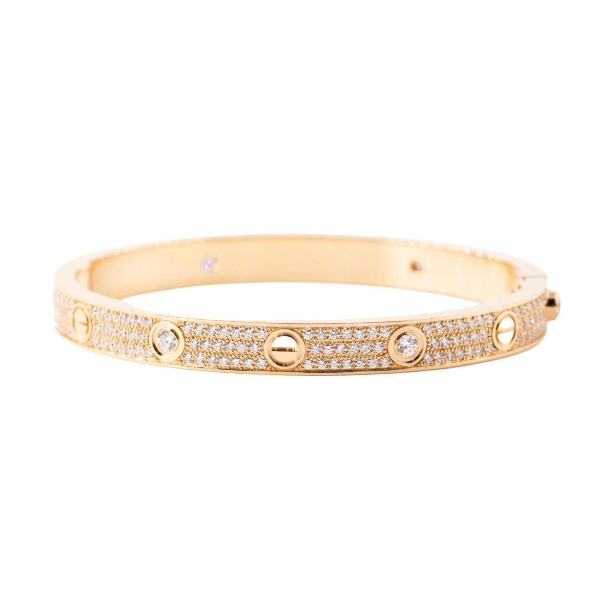 Bracelet CARTIER "Love" Modèle Classique Pavé en or rose et diamants - Castafiore
