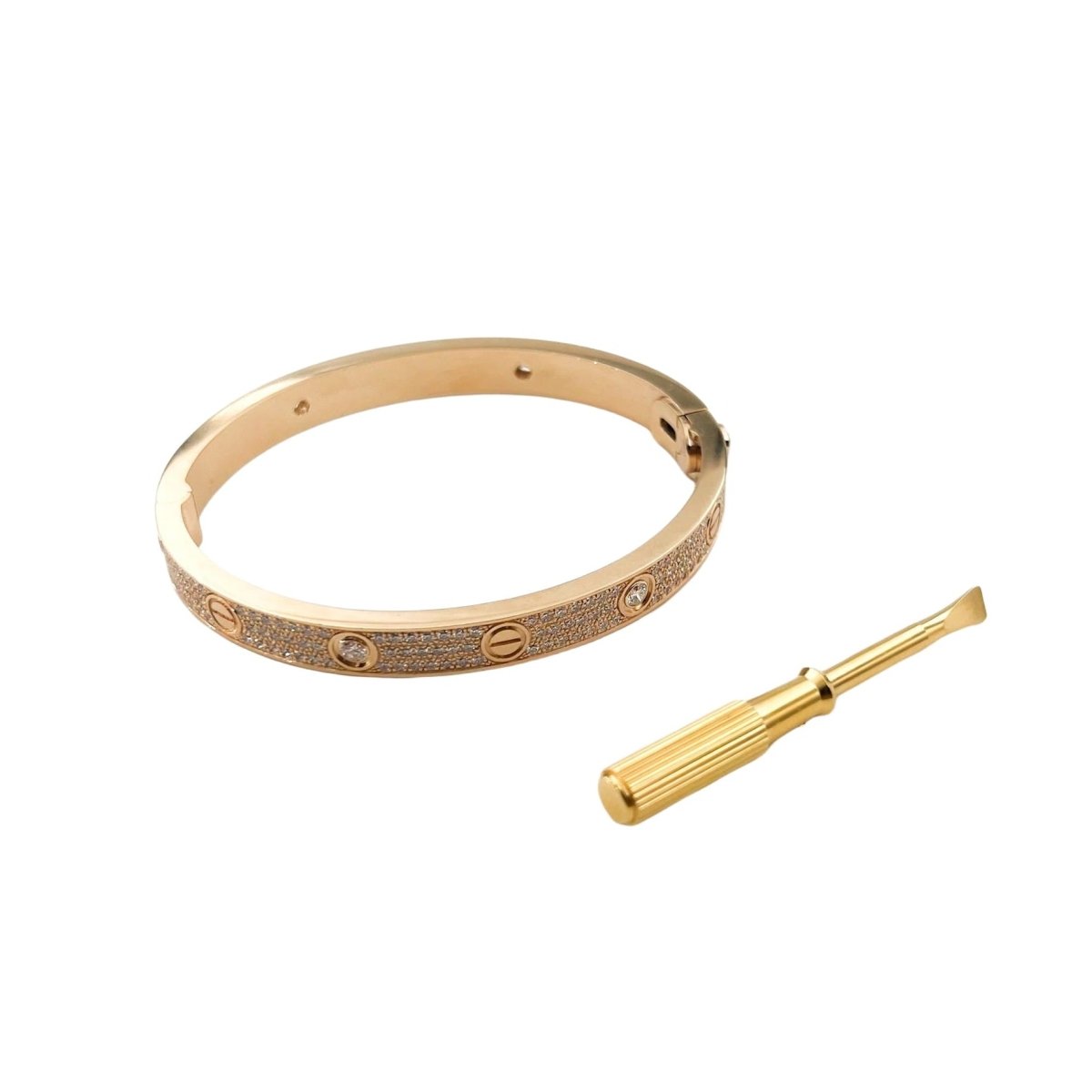 Bracelet CARTIER "Love" Modèle Classique Pavé en or rose et diamants - Castafiore