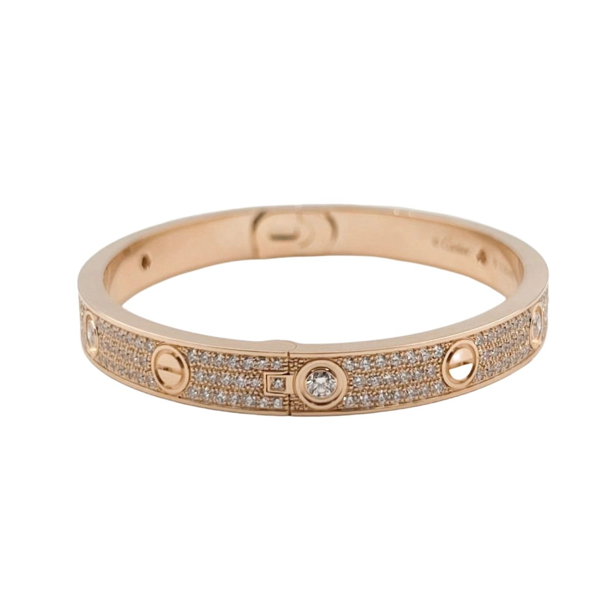 Bracelet CARTIER "Love" Modèle Classique Pavé en or rose et diamants - Castafiore