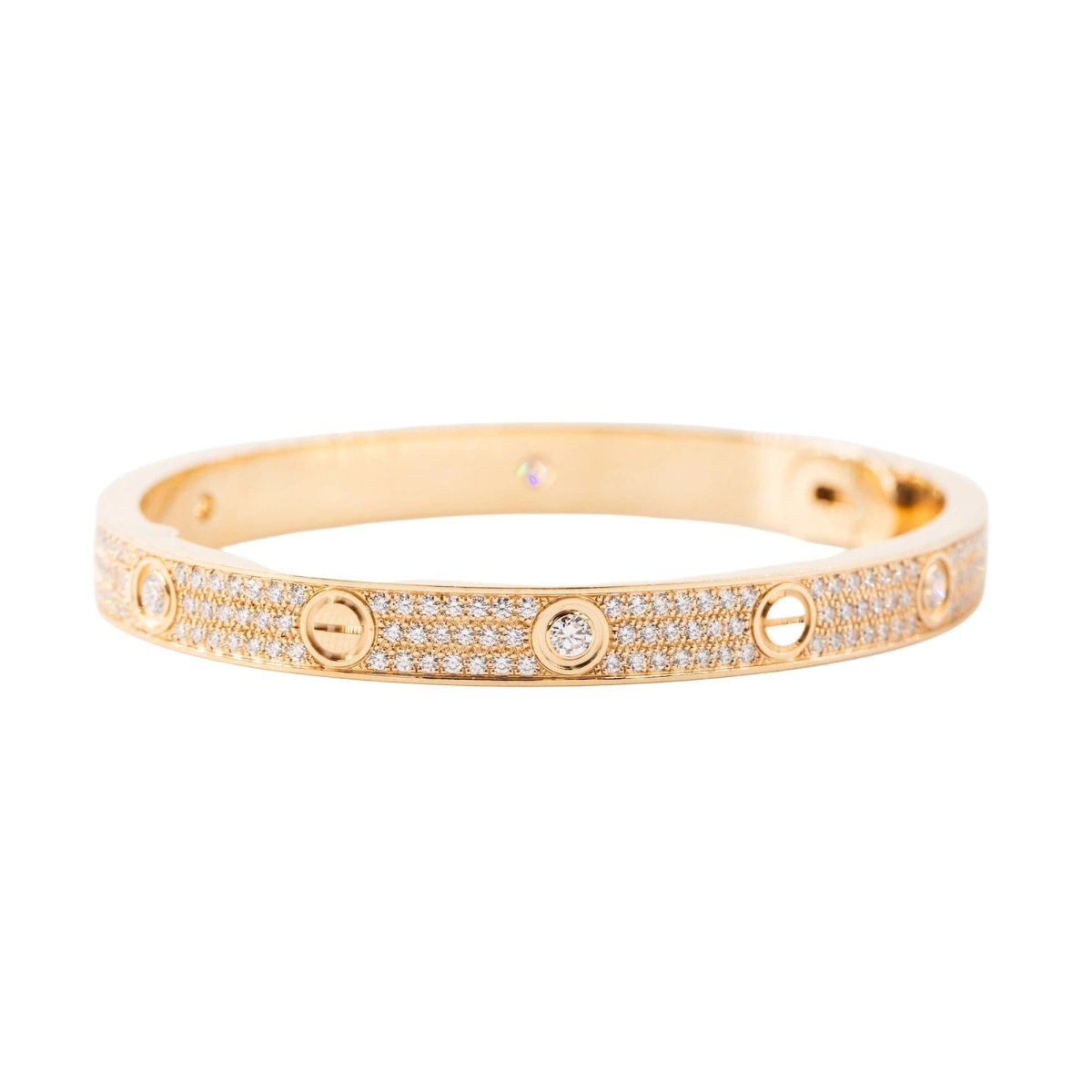 Bracelet CARTIER "Love" Modèle Classique Pavé en or rose et diamants - Castafiore