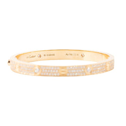 Bracelet CARTIER "Love" Modèle Classique Pavé en or rose et diamants - Castafiore