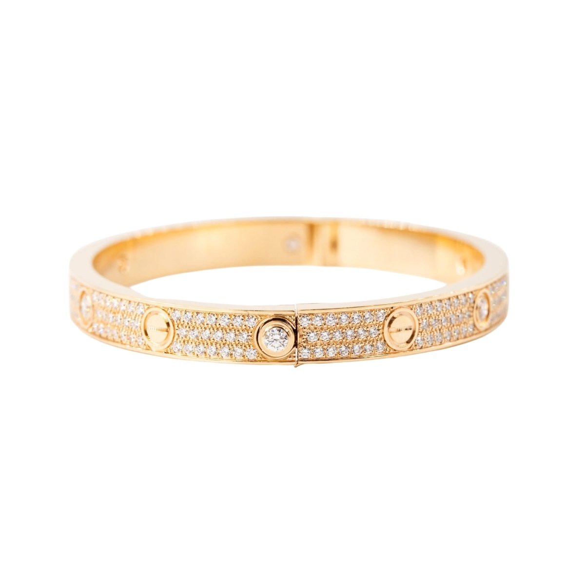 Bracelet CARTIER "Love" Modèle Classique Pavé en or rose et diamants - Castafiore