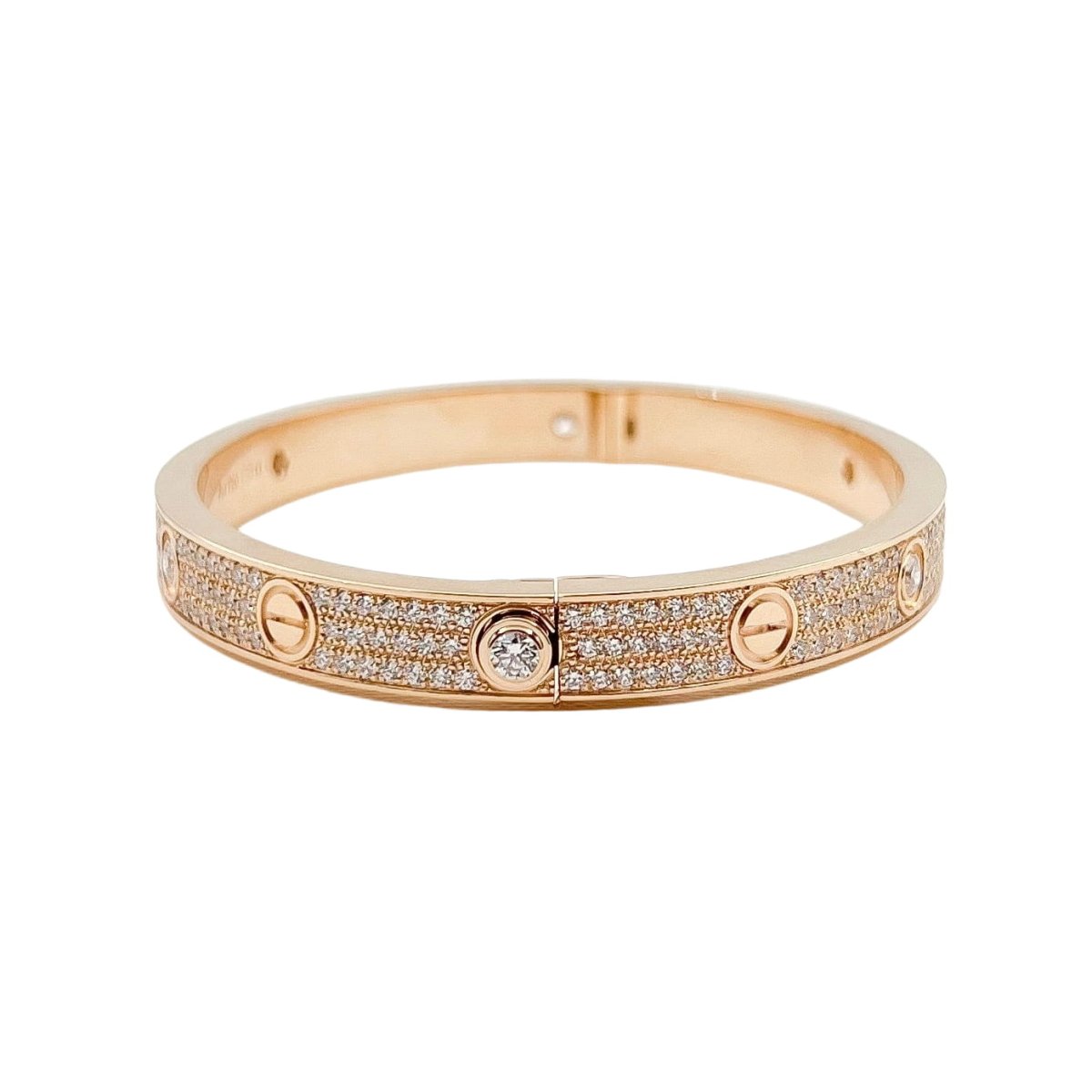 Bracelet CARTIER "Love" Modèle Classique Pavé en or rose et diamants - Castafiore