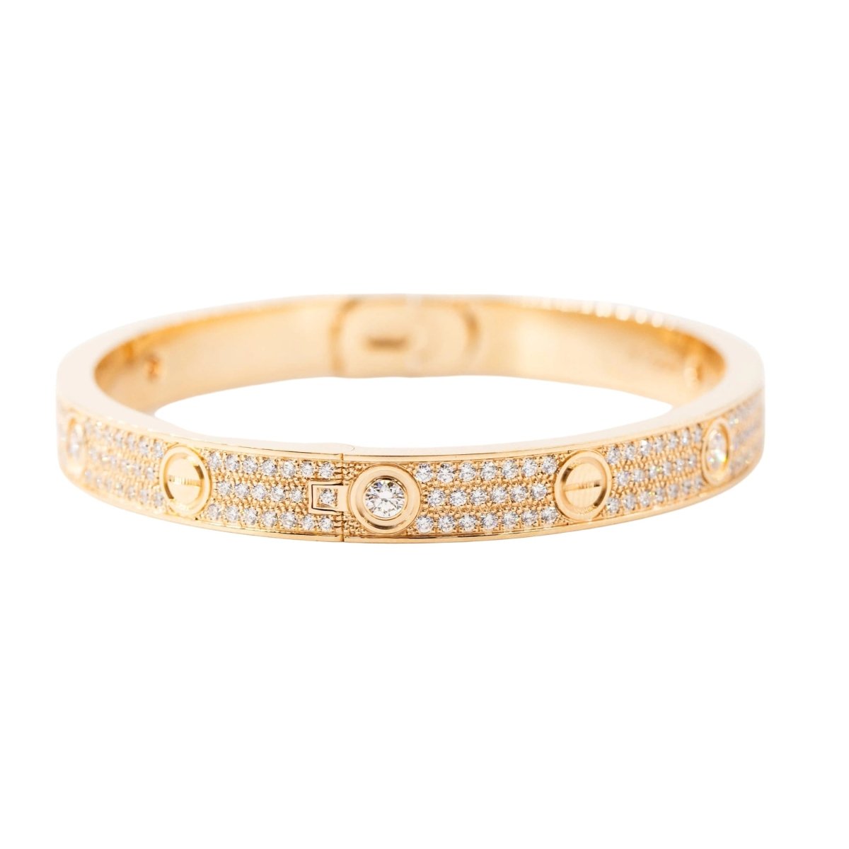 Bracelet CARTIER "Love" Modèle Classique Pavé en or rose et diamants - Castafiore