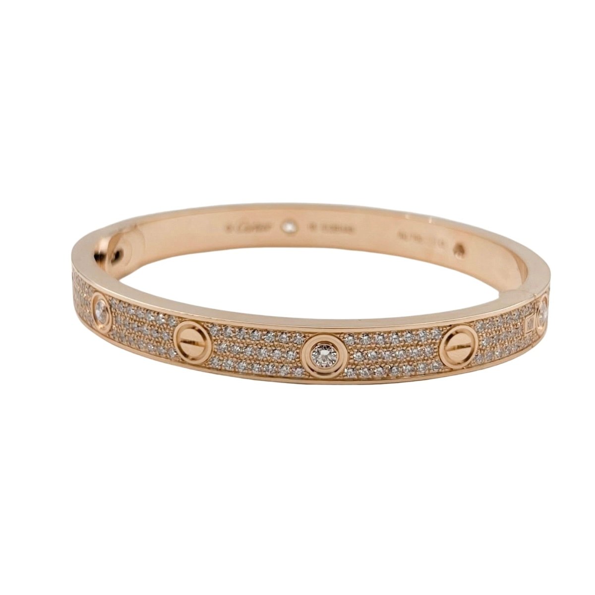 Bracelet CARTIER "Love" Modèle Classique Pavé en or rose et diamants - Castafiore