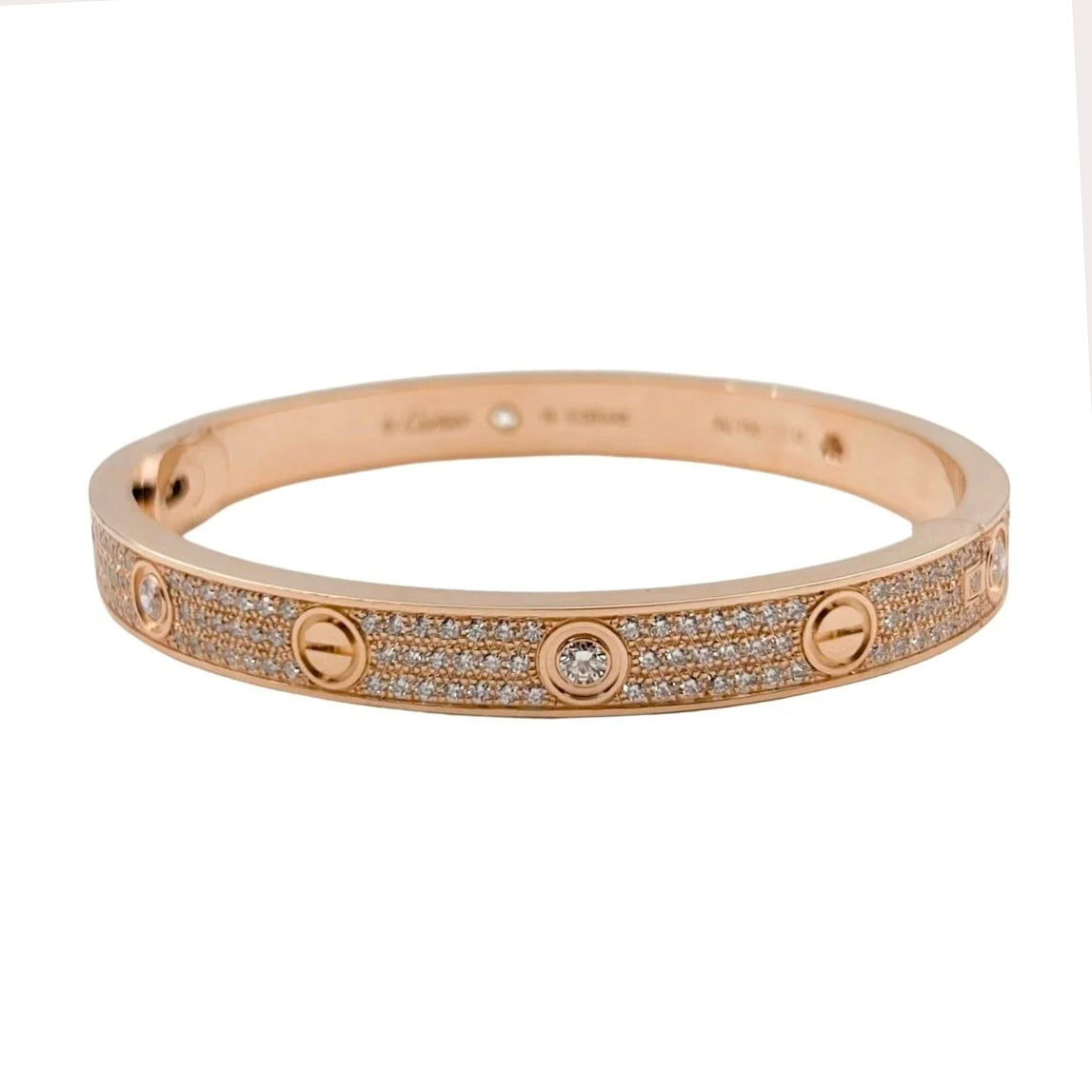 CARTIER "Love" Bracelet, Classic Model, Pave with Rose Gold and Diamonds