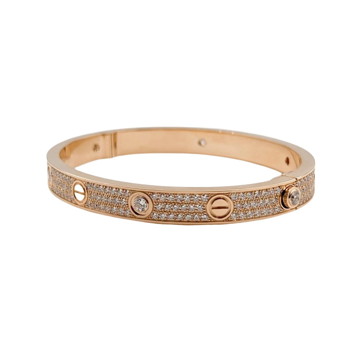 Bracelet CARTIER "Love" Modèle Classique Pavé en or rose et diamants - Castafiore