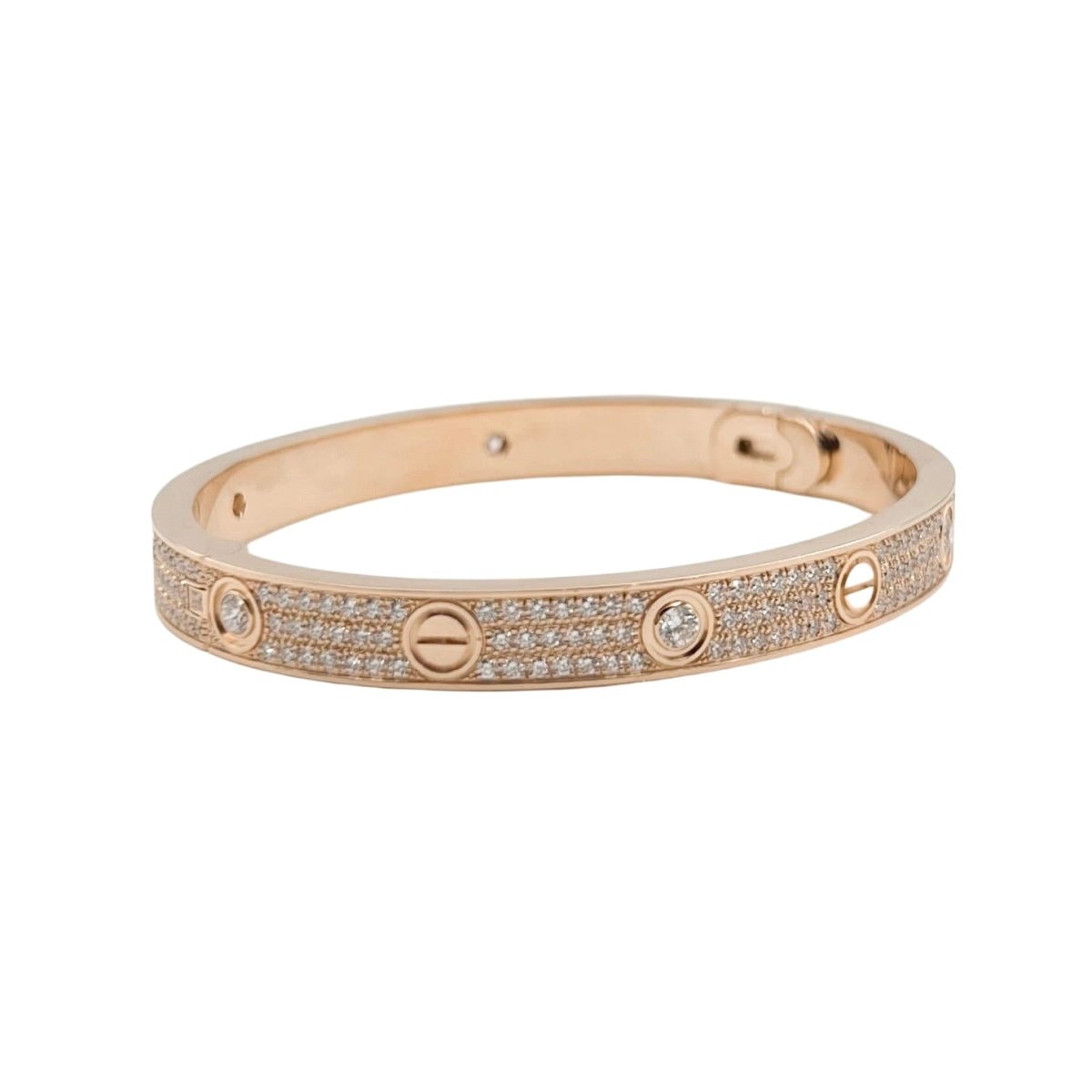 Bracelet CARTIER "Love" Modèle Classique Pavé en or rose et diamants - Castafiore