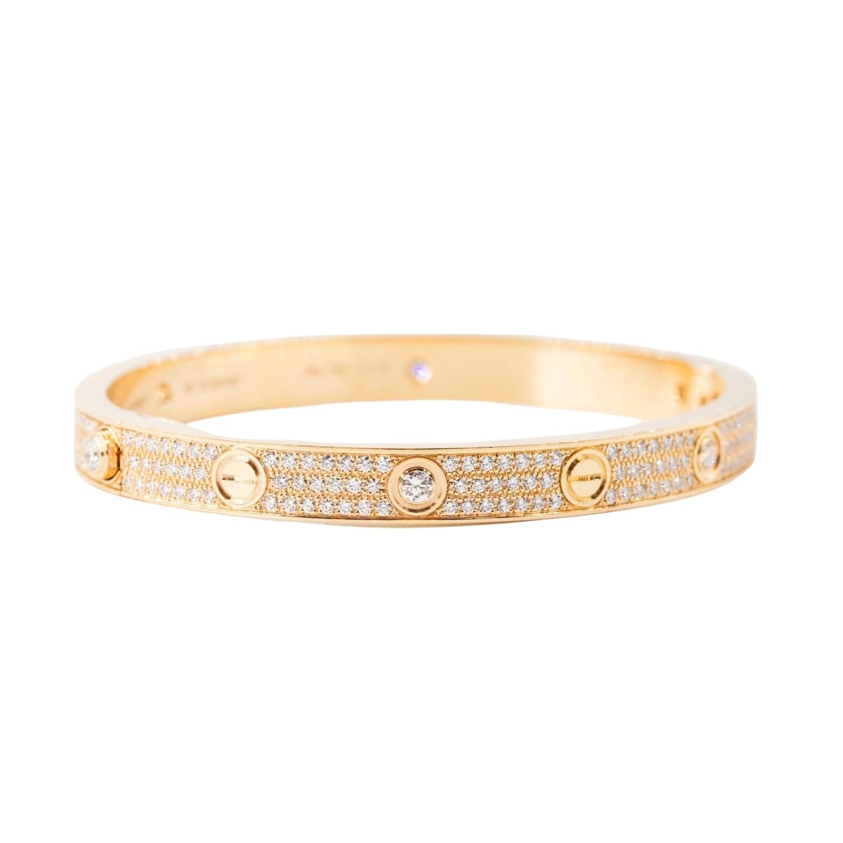 Bracelet CARTIER "Love" Modèle Classique Pavé en or rose et diamants - Castafiore