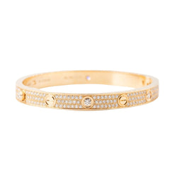 Bracelet CARTIER "Love" Modèle Classique Pavé en or rose et diamants - Castafiore