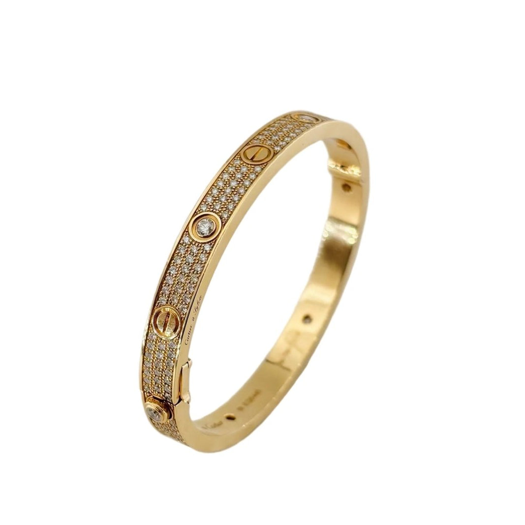 Bracelet CARTIER "Love" pavé en or rose et diamants - Castafiore