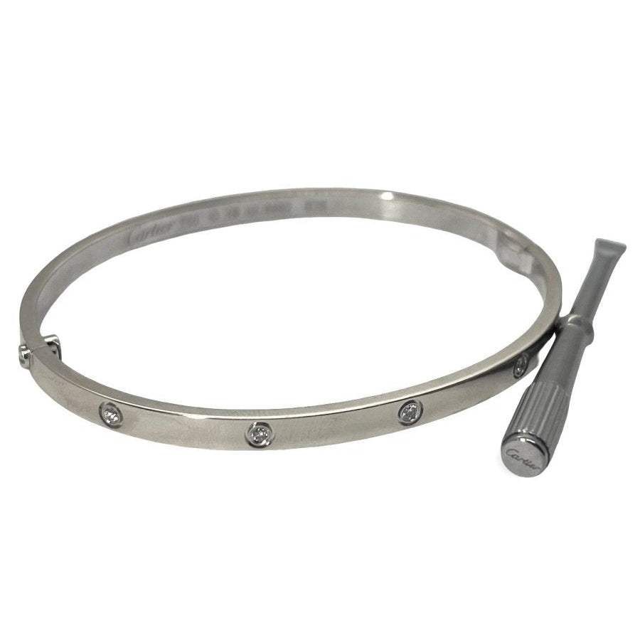 Bracelet CARTIER Love petit modèle en or blanc et diamants - Castafiore