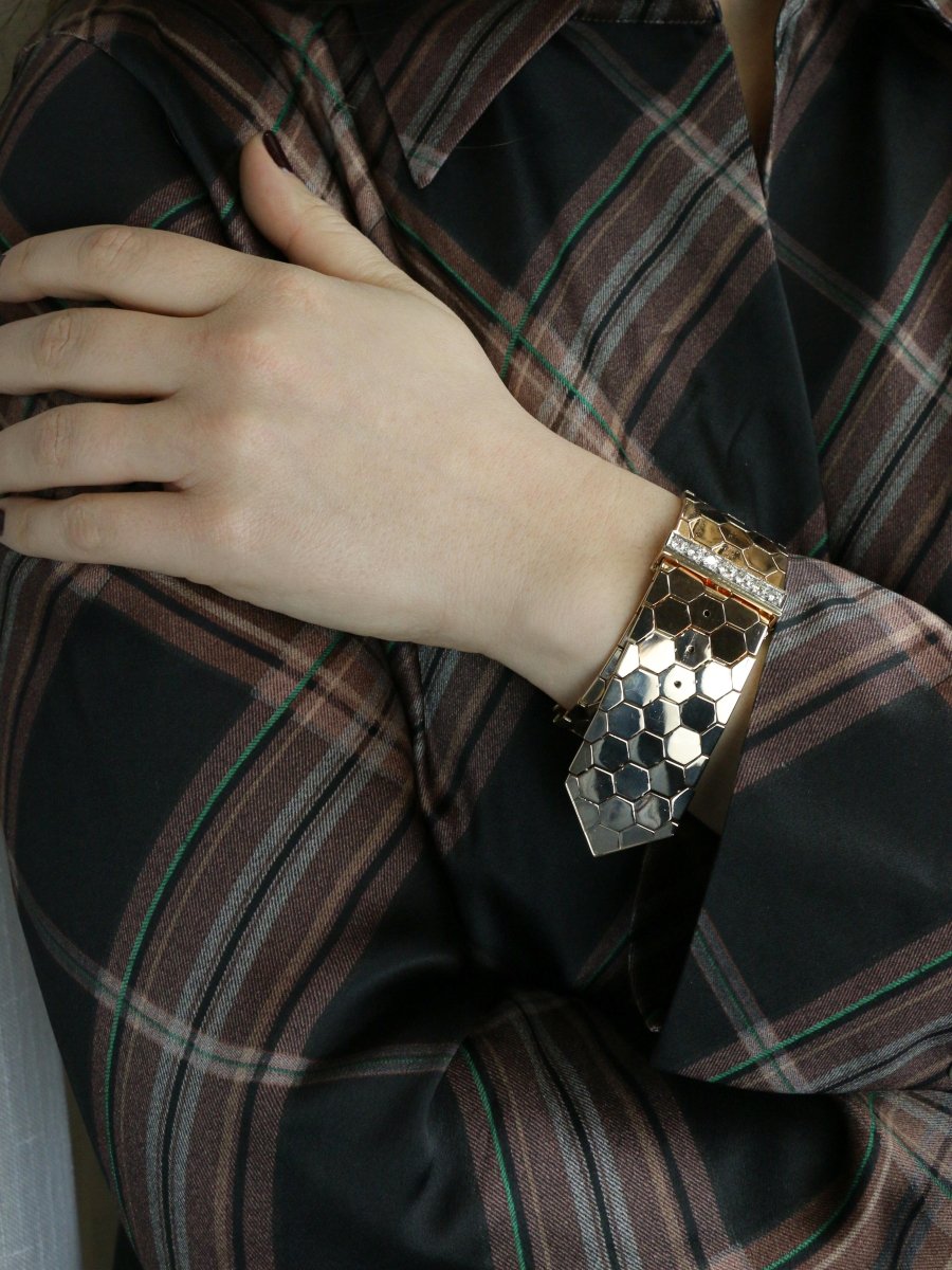 Bracelet ceinture vintage or rose diamants 1.4 ct - Castafiore