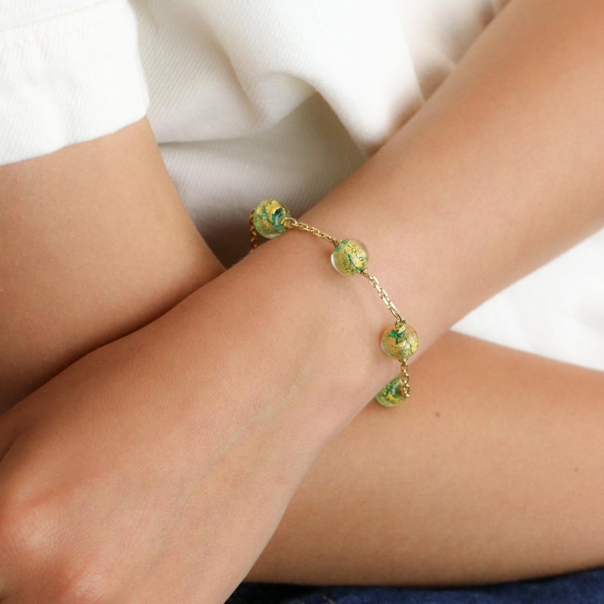 Bracelet Chaîne en or jaune et perles - Castafiore