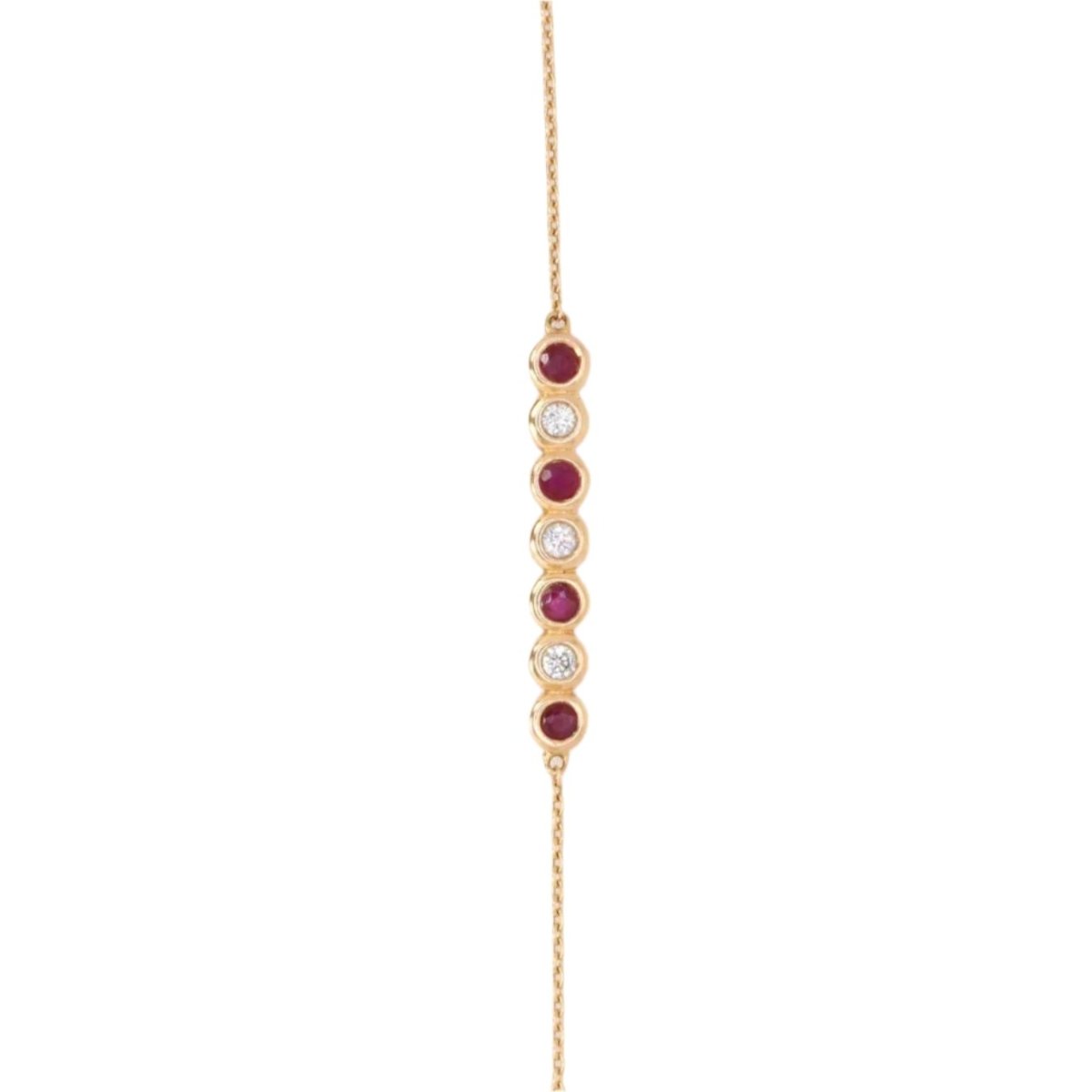 Bracelet chaine en or rose, rubis et diamants - Castafiore