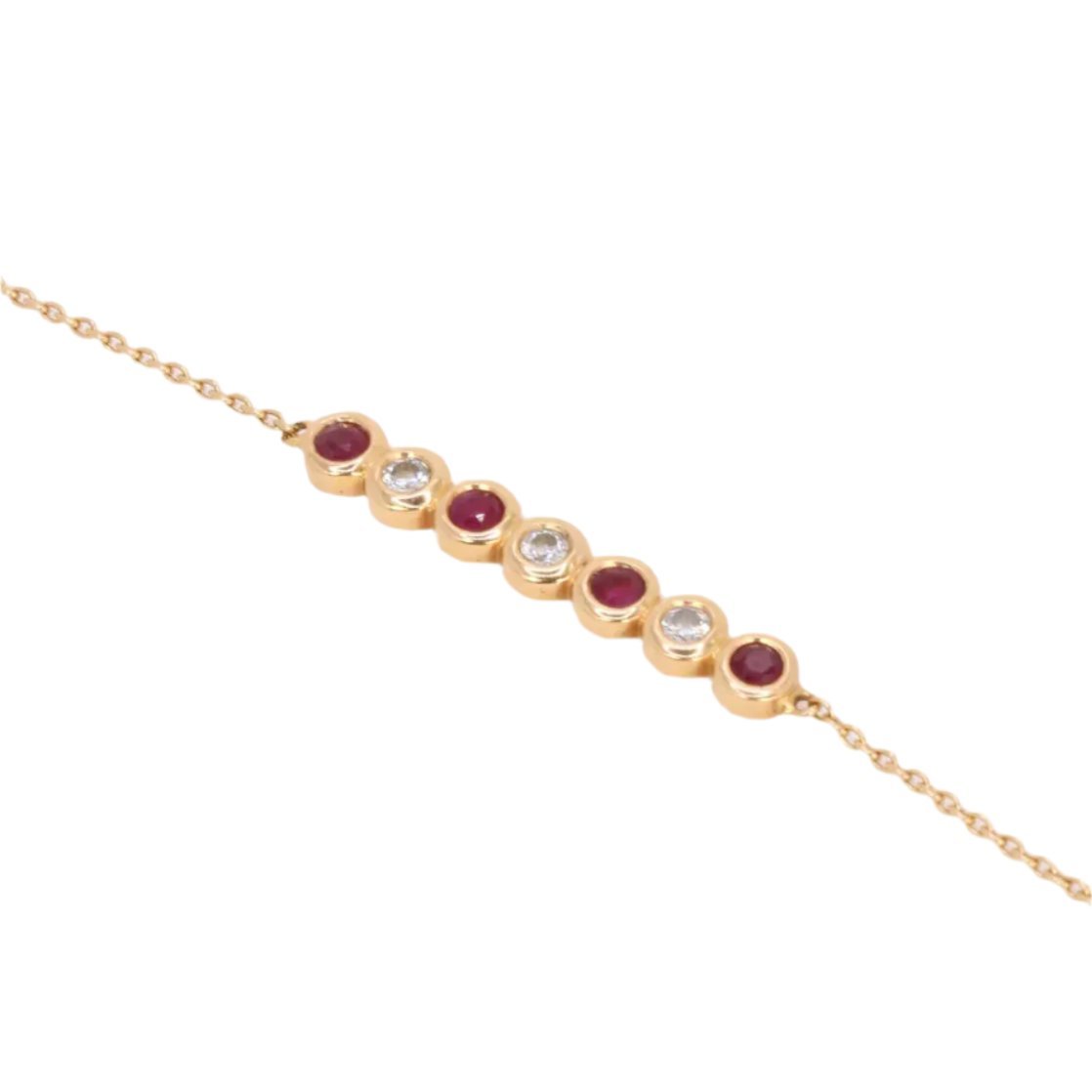 Bracelet chaine en or rose, rubis et diamants - Castafiore