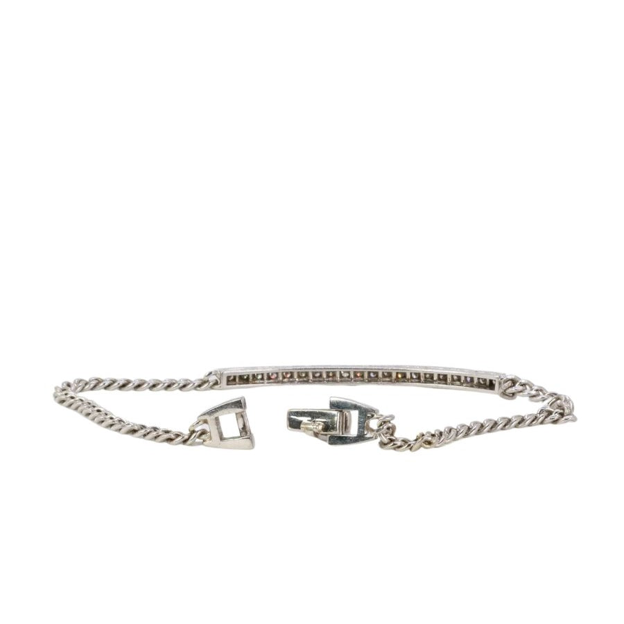 Bracelet chaîne gourmette en or blanc et ligne de diamants 0,6 ct - Castafiore