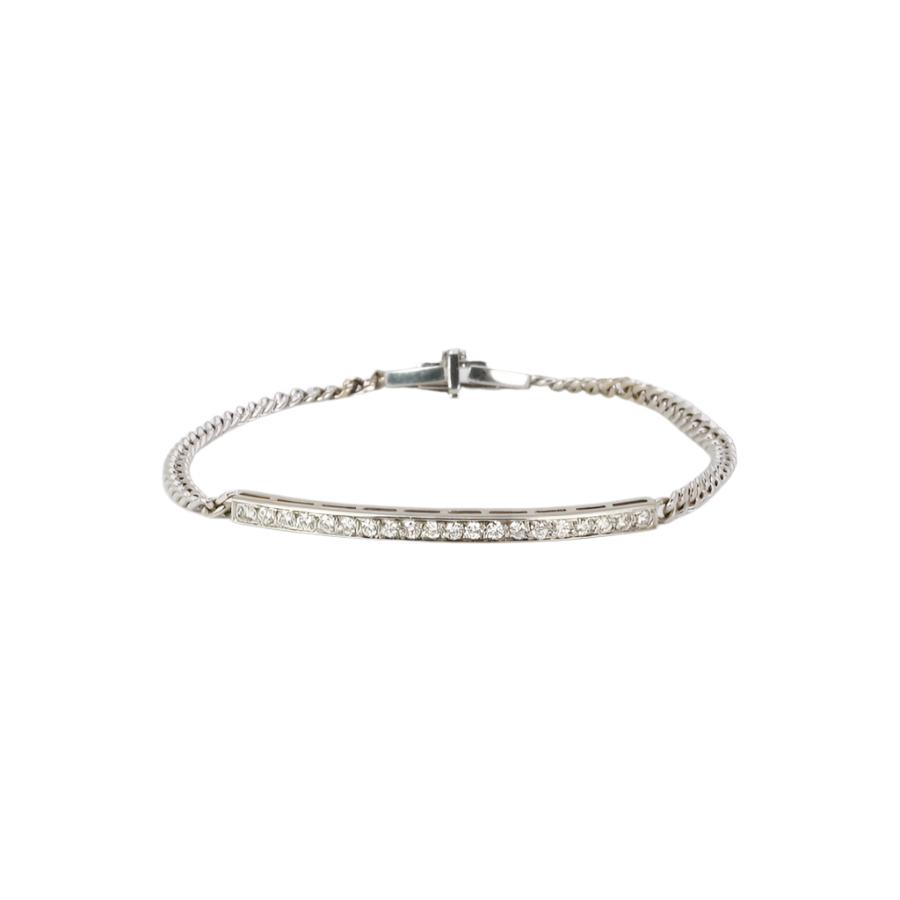 Bracelet chaîne gourmette or blanc diamants 0,6 ct - Castafiore