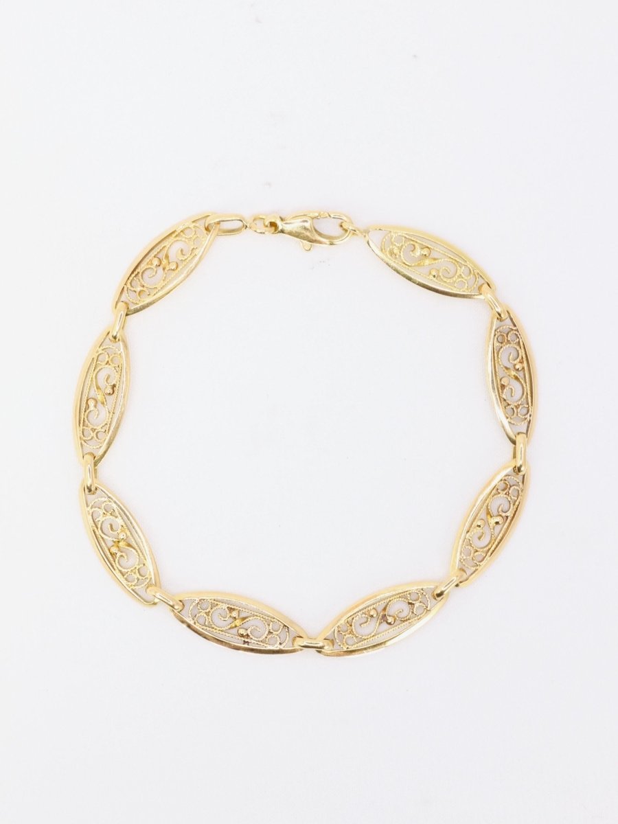 Bracelet chaîne maille filigrane or jaune - Castafiore
