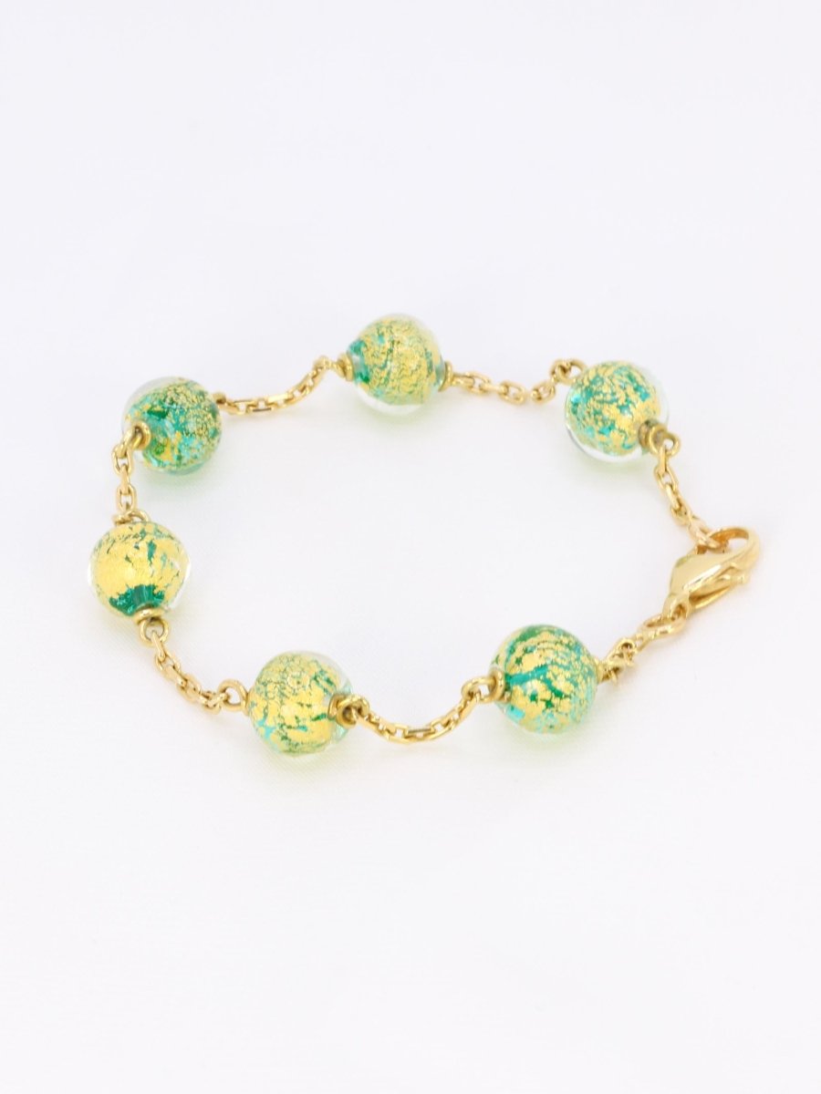 Bracelet chaine or jaune perles de Murano - Castafiore