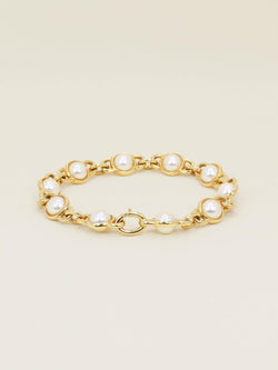 Bracelet chaine vintage or jaune perles Akoya - Castafiore