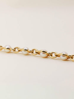 Bracelet chaine vintage or jaune perles Akoya - Castafiore