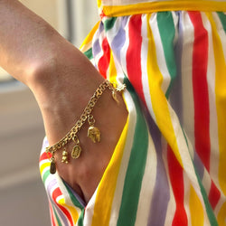Bracelet Charm's maille plate en or jaune - Castafiore