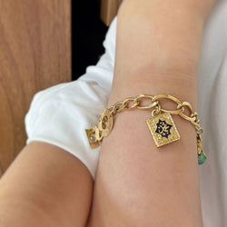 Bracelet Charms - Or, Diamants, Résine & Amazonite - Castafiore