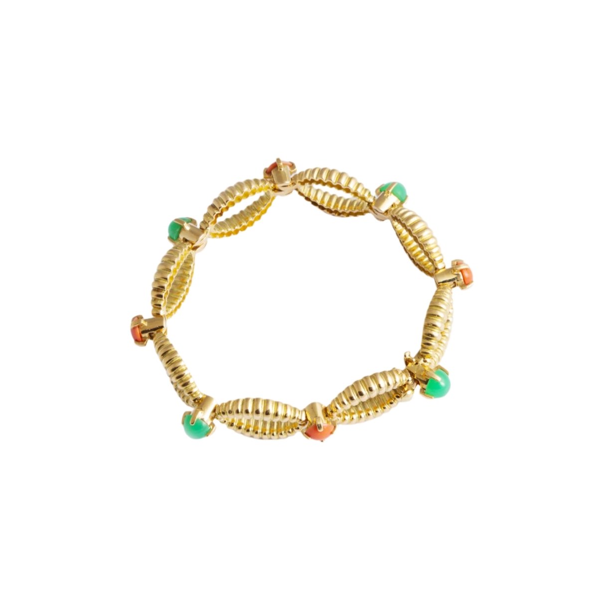 Bracelet CHAUMET en or jaune, corail et chrysoprase - Castafiore