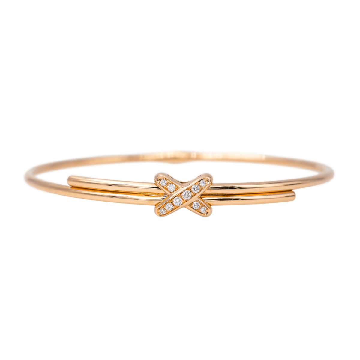 Bracelet CHAUMET "Liens croisés" en or rose et diamants - Castafiore