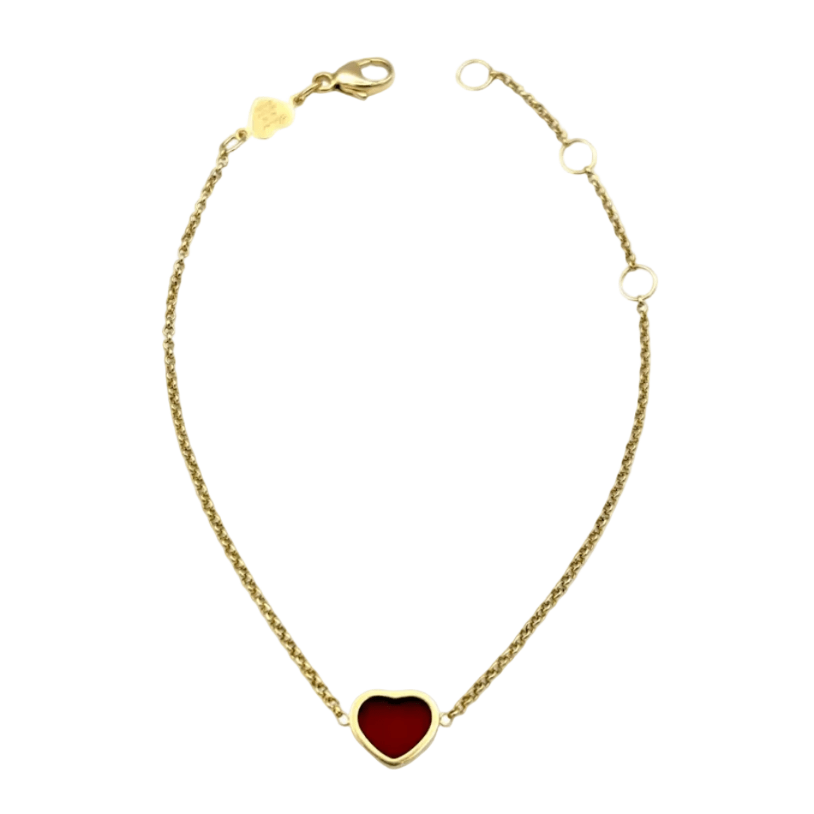 Bracelet CHOPARD "Happy Hearts" en or rose et cornaline - Castafiore