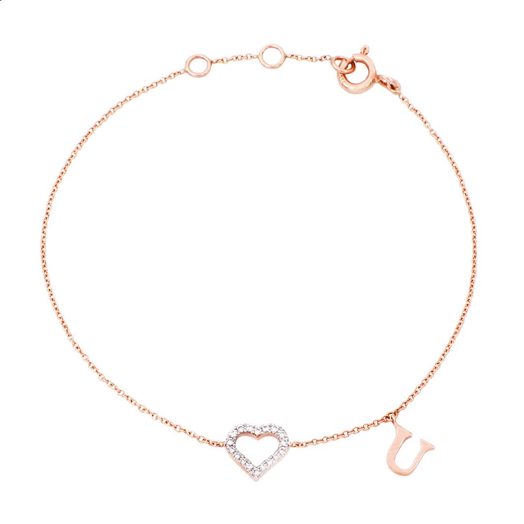 Bracelet Coeur en or rose et diamants - Castafiore