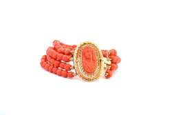 Bracelet corail rouge orangé en or 18k - Castafiore