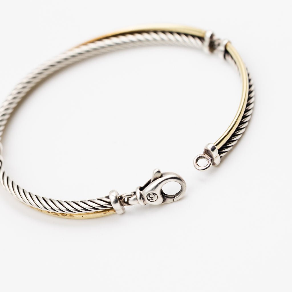 Bracelet DAVID YURMAN "Crossover" en argent et or jaune - Castafiore