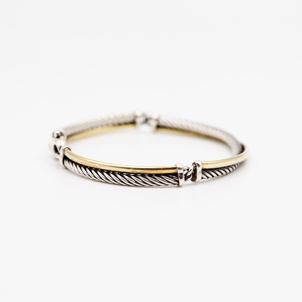 Bracelet DAVID YURMAN "Crossover" en argent et or jaune - Castafiore