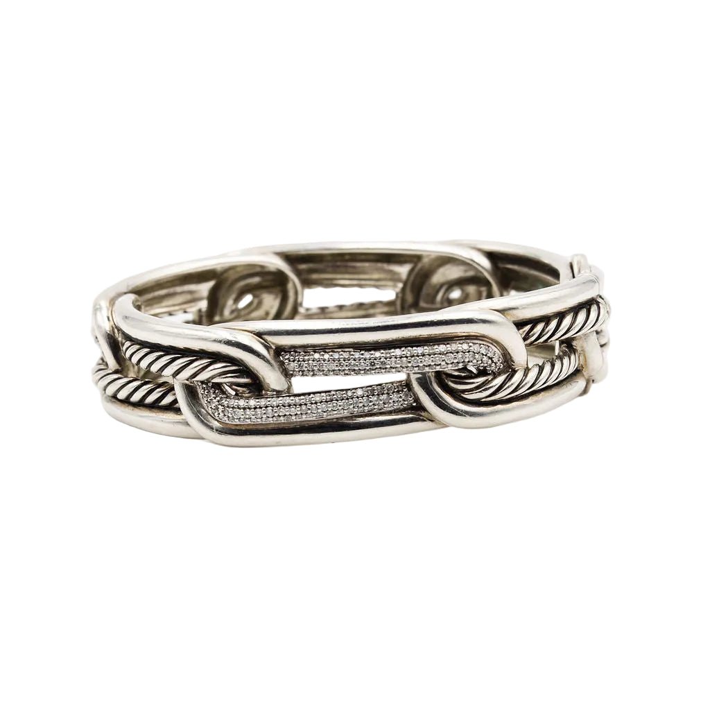 Bracelet DAVID YURMAN "Labyrinthe" en argent et diamants - Castafiore