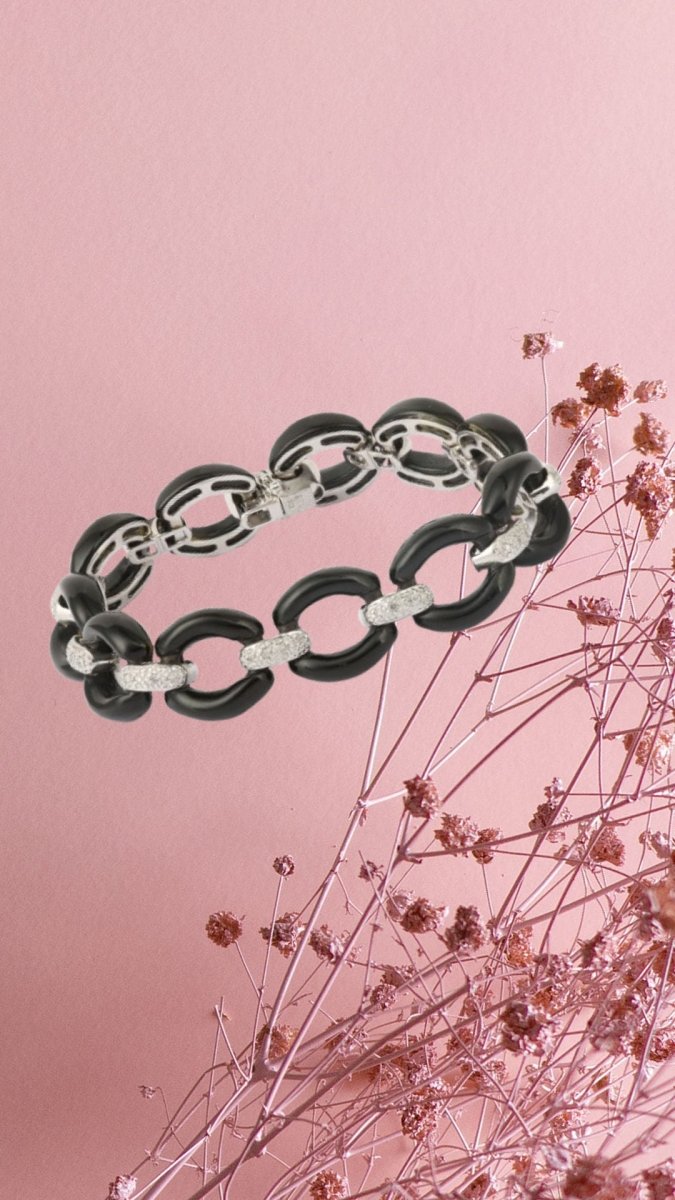 Bracelet Diamants Céramique Or Gris 18 Carats - Castafiore
