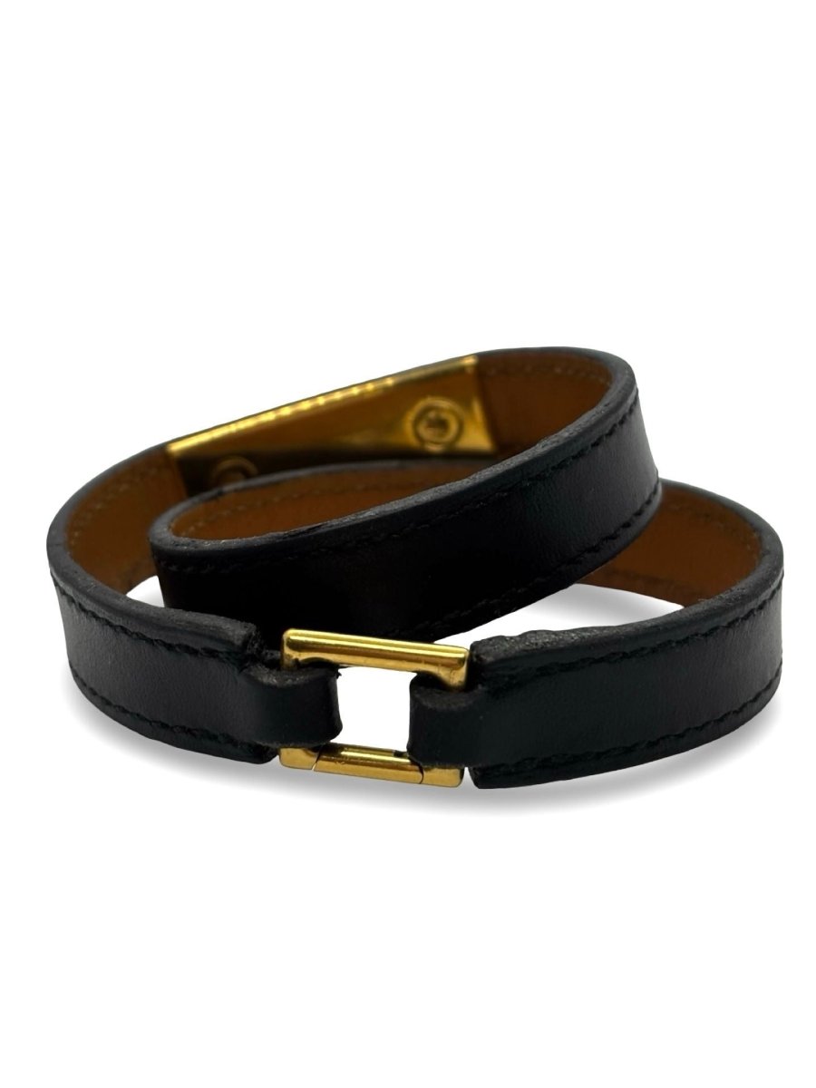 Bracelet double tour Hermès Rivale plaqué or - Castafiore