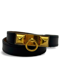 Bracelet double tour Hermès Rivale plaqué or - Castafiore