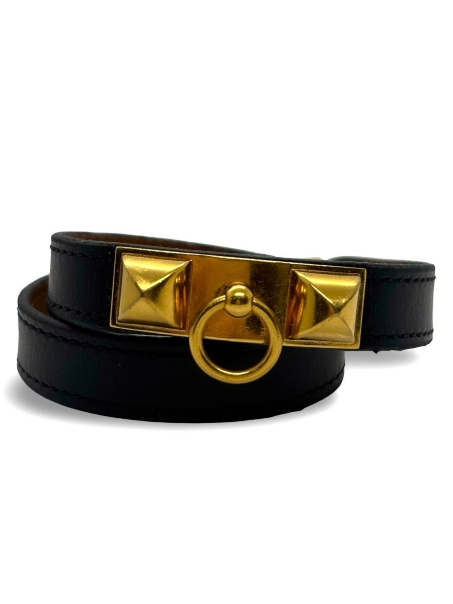 Bracelet double tour Hermès Rivale plaqué or - Castafiore