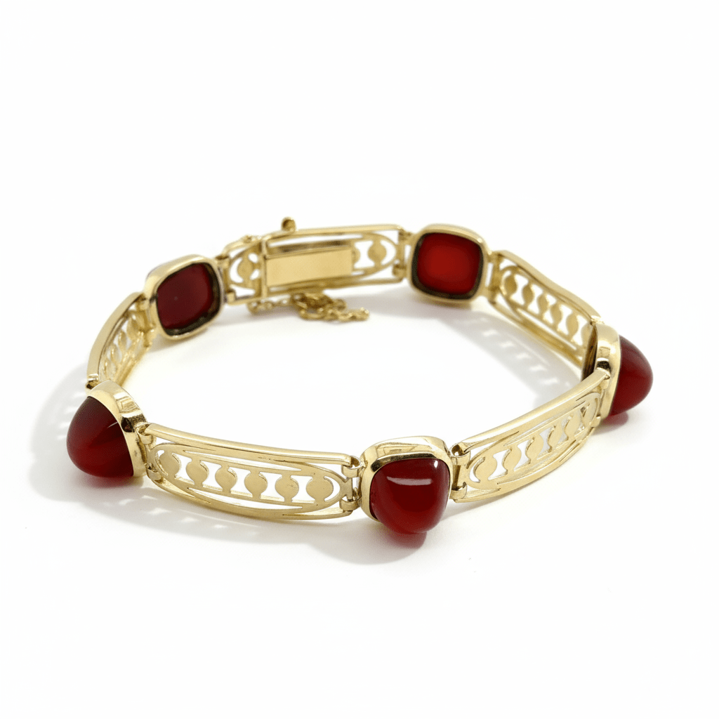 Bracelet EDYAD Art déco en or jaune et cornaline - Castafiore